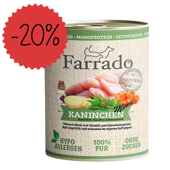 FARRADO Nassfutter Kaninchen Menü 800g - 100% Monoprotein 