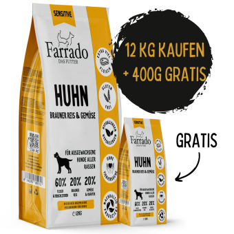 FARRADO Sensitive Huhn mit braunem Reis, glutenfrei 12 kg + 400g gratis