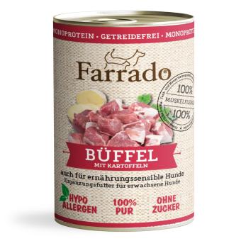 FARRADO Nassfutter Büffel PUR 400g mit Kartoffel Dose 400g