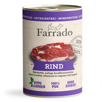 Farrado Nassfutter Rind PUR 400g - 100% Monoprotein 6 x 400g, Sparpaket