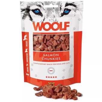 WOOLF Lachs Chunkies 100g für Hunde und Katzen 